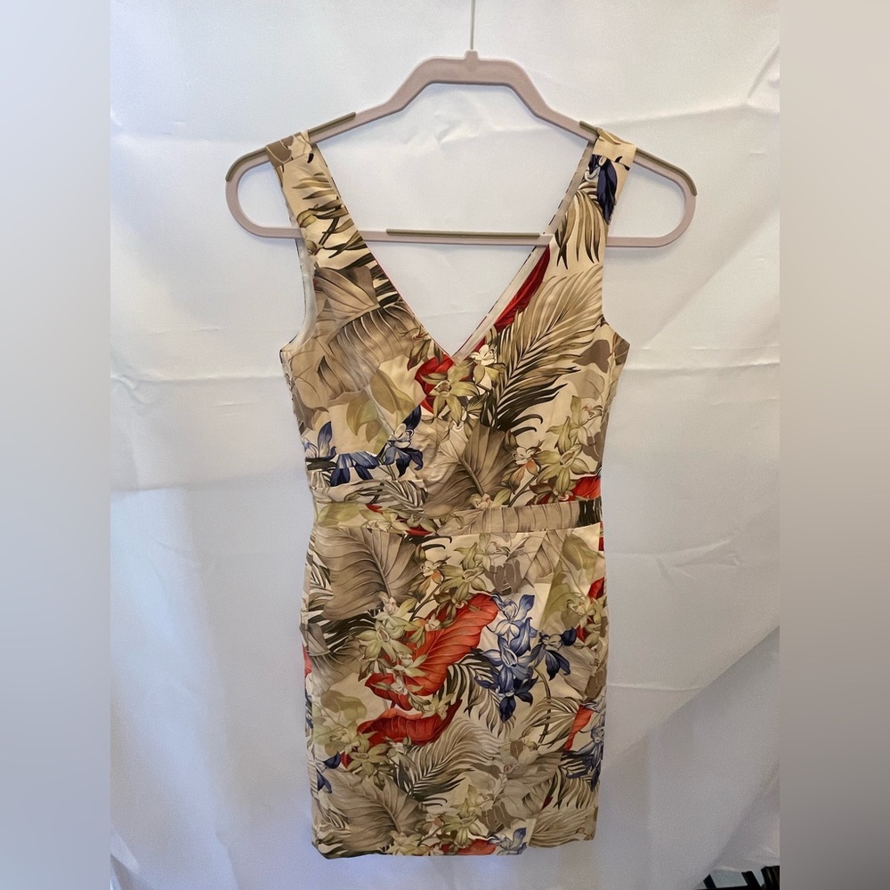 Tommy Bahama 100% Silk Tropical Floral Dress Size 2 Hawaiian Print Mini Sundress